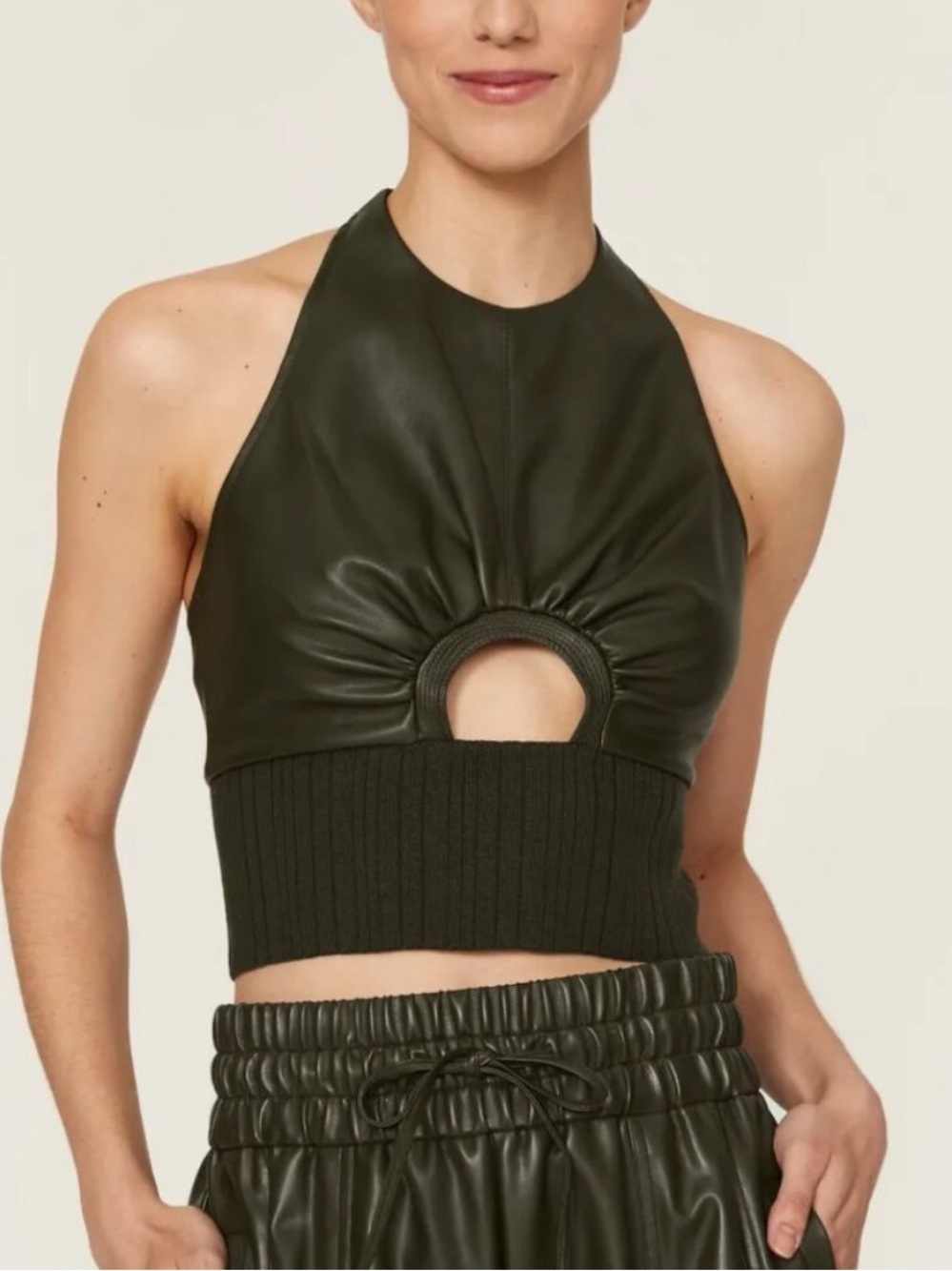 3.1 Phillip Lim Olive Green Halter Crop Top